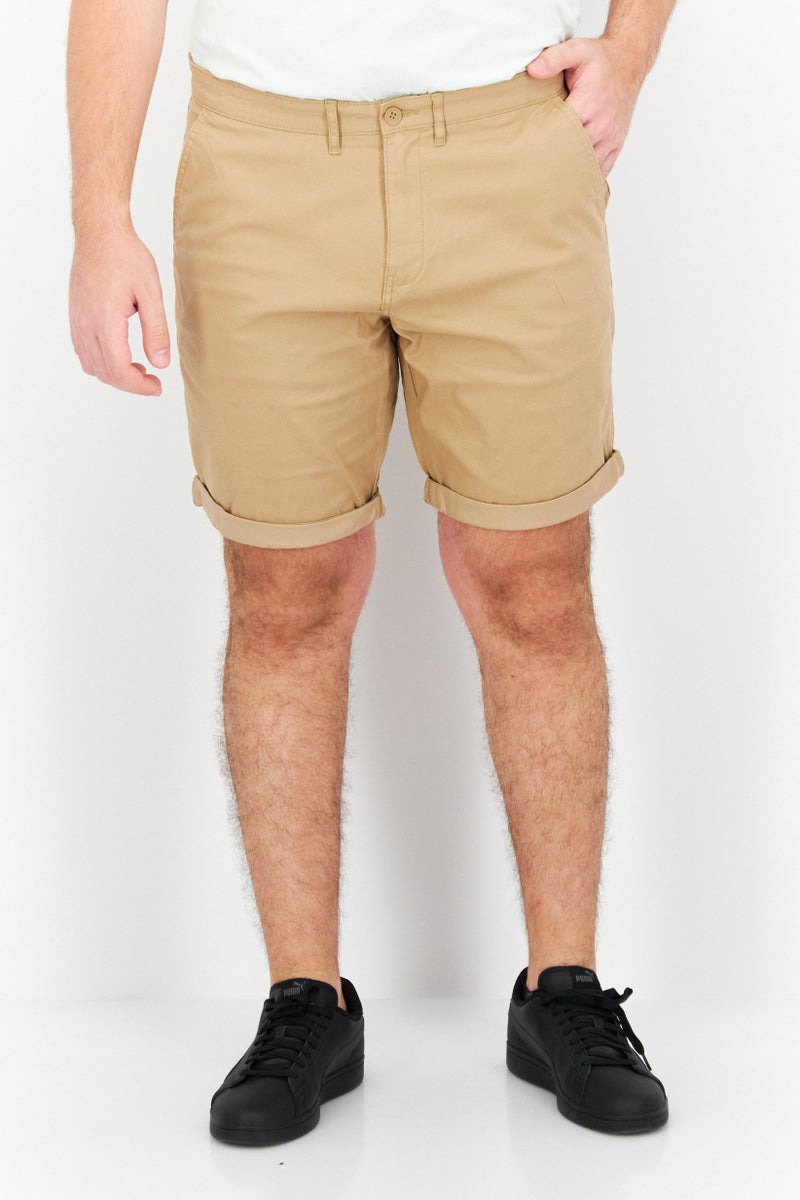Celio Men Solid Denim Shorts, Beige - Image 1